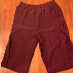 Eileen Fisher Burgundy 100% Silk Burgundy Pants, L